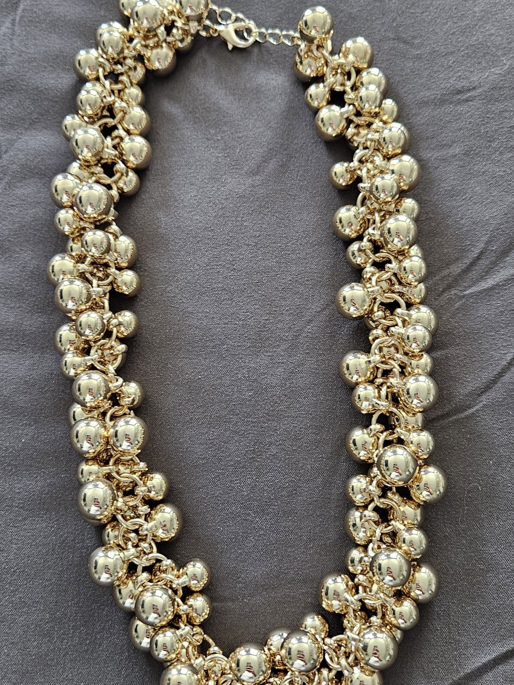 Source Unknown Gold Cluster Bead Statement Necklace